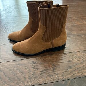 Dolce Vita Brown Suede Sock Ankle Boots Ribbed Shaft Size 8.5